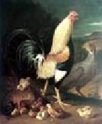 unknow artist, Cock hen and chicken